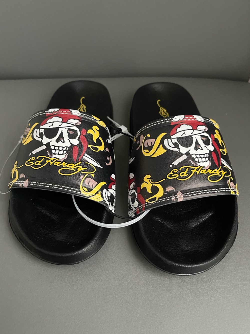 Ed Hardy Kids Pirate Skull Slides Toddler Size 12